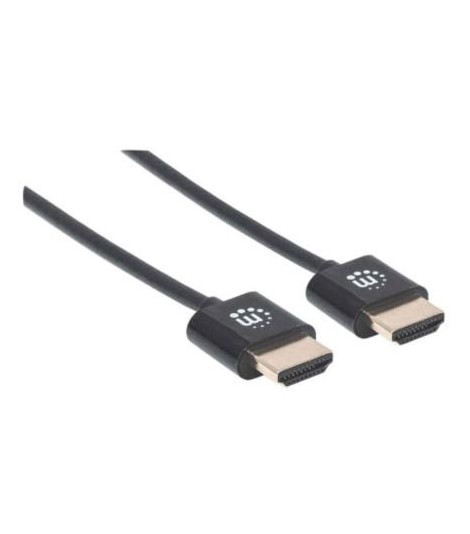 Cable Manhattan HDMI M-M Ultra Delgado Alta Velocidad con Ethernet 1.8m Color Negro - MANHATTAN (INTRACOM)