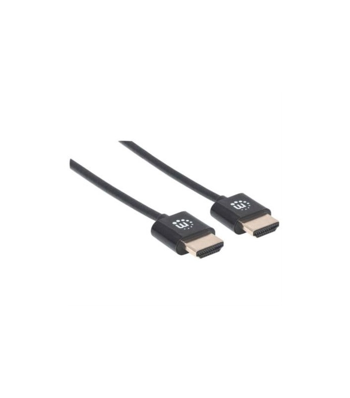 Cable Manhattan HDMI M-M Ultra Delgado Alta Velocidad con Ethernet 1.8m Color Negro - MANHATTAN (INTRACOM)