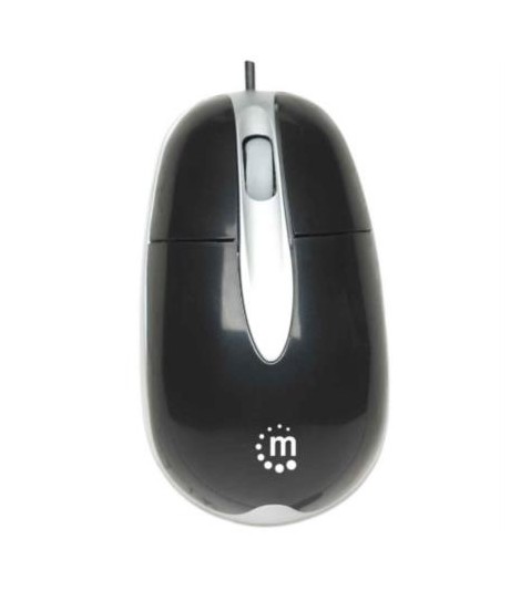Mouse Manhattan Óptico Clásico MH3 USB 1000dpi Color Negro-Plata - MANHATTAN (INTRACOM)