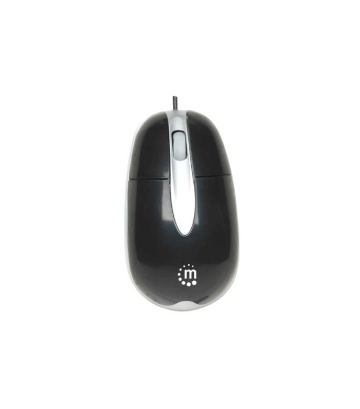 Mouse Manhattan Óptico Clásico MH3 USB 1000dpi Color Negro-Plata - MANHATTAN (INTRACOM)