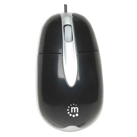 Mouse Manhattan Óptico Clásico MH3 USB 1000dpi Color Negro-Plata - MANHATTAN (INTRACOM)