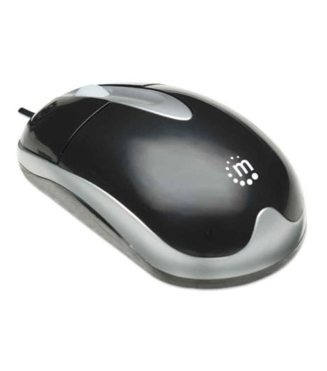 Mouse Manhattan Óptico Clásico MH3 USB 1000dpi Color Negro-Plata - MANHATTAN (INTRACOM)