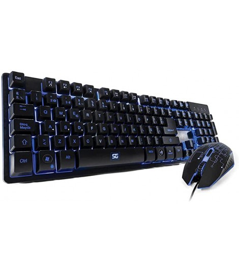 Kit gamer teclado y mouse Vorago Start The Game retroiluminado USB -