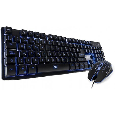 Kit gamer teclado y mouse Vorago Start The Game retroiluminado USB -